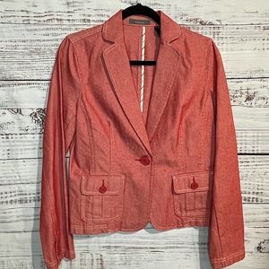 Liz Claiborne Red White Jean Blazer Jacket Size M